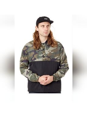 Primitive Black-Green Anorak Camo Coach Windbreaker Jacket - Men's Size Medium